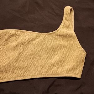 Tan One-Shoulder Crop Top